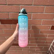 32 Oz Motivational Sports Water Bottle with Straw & Marker