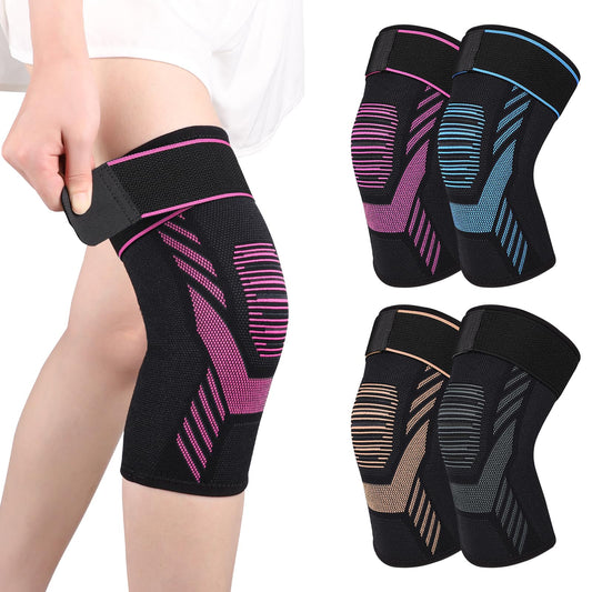 Knee Compression Sleeve with Strap Knee Sleeve (Pink X-Large)