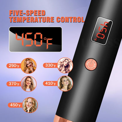 Thermal Brush 1.5 Inch Curling Iron Volumizing Brush Heated round Brush Ceramic Tourmaline Ionic Curling Comb Dual Voltage Travel Curling Iron With, LCD Display, 10 Temperature Settings
