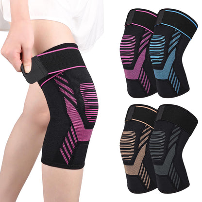 Knee Compression Sleeve with Strap Knee Sleeve (Pink X-Large)