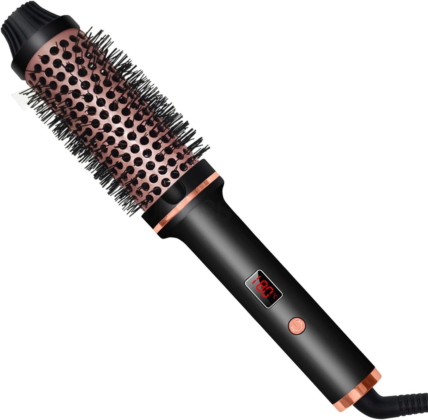 Thermal Brush 1.5 Inch Curling Iron Volumizing Brush Heated round Brush Ceramic Tourmaline Ionic Curling Comb Dual Voltage Travel Curling Iron With, LCD Display, 10 Temperature Settings