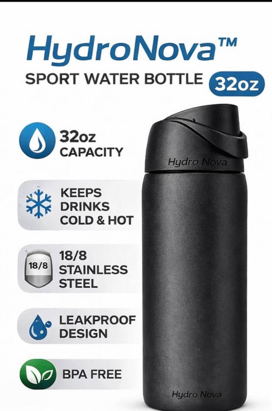 HydroNova™ Sport Water Bottle – 32oz Stainless Steel