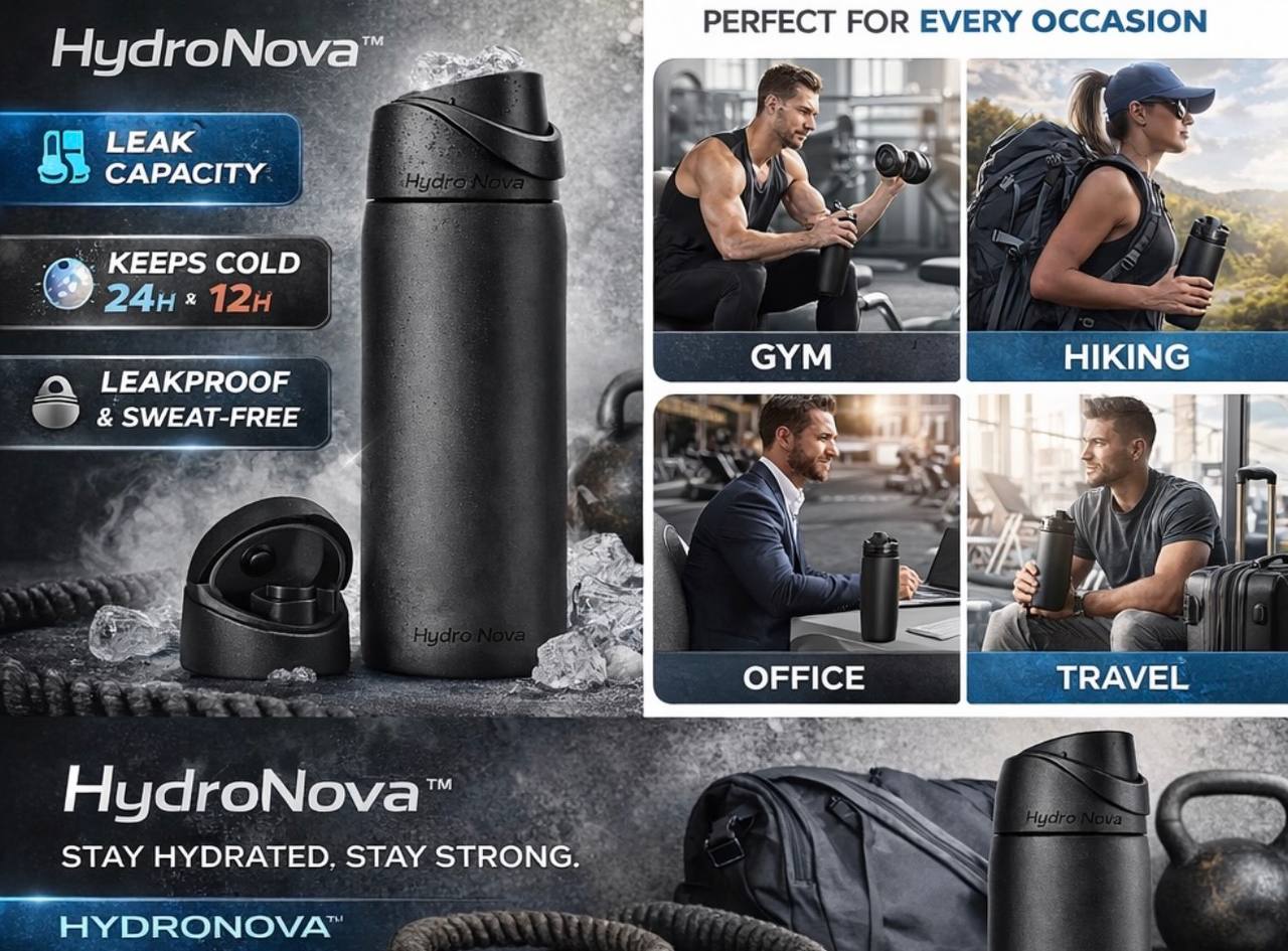 HydroNova™ Sport Water Bottle – 32oz Stainless Steel